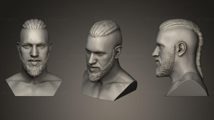 Busts and bas-reliefs of famous people (Ragnar Lothbrook Vikings, BUSTC_0514) 3D models for cnc