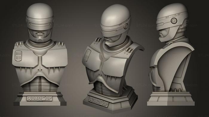 Busts and bas-reliefs of famous people (Robocop with scuare podium, BUSTC_0527) 3D models for cnc