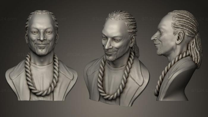 Busts and bas-reliefs of famous people (Snoop Dogg with big chain, BUSTC_0564) 3D models for cnc