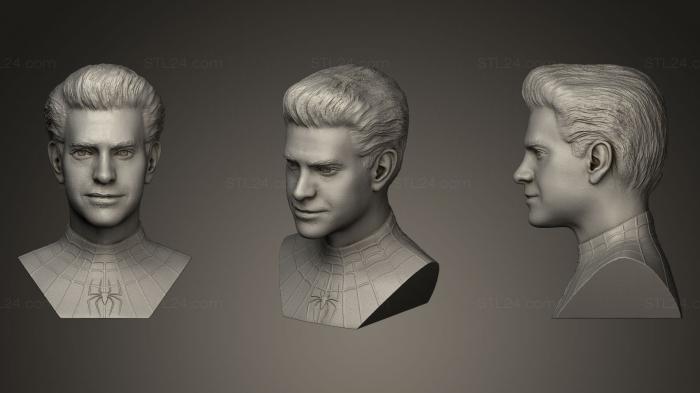 Busts and bas-reliefs of famous people (Spider Man Andrew Garfield, BUSTC_0570) 3D models for cnc