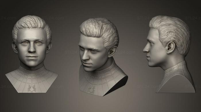 Busts and bas-reliefs of famous people (Spider Man Tom Holland, BUSTC_0572) 3D models for cnc