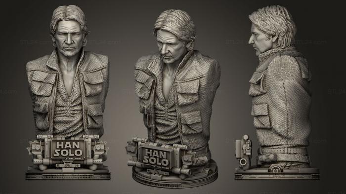 Busts and bas-reliefs of famous people (Star Wars Han Solo One Piece Old Head, BUSTC_0577) 3D models for cnc