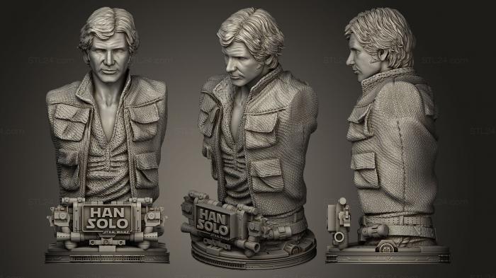 Busts and bas-reliefs of famous people (Star Wars Han Solo One Piece Young Head, BUSTC_0578) 3D models for cnc