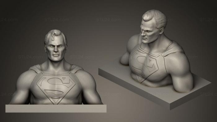 Бюсты и барельефы известных личностей (Квадратная платформа Супермена, BUSTC_0592) 3D модель для ЧПУ станка