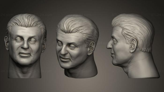 Busts and bas-reliefs of famous people (Sylvester Stallone head, BUSTC_0594) 3D models for cnc