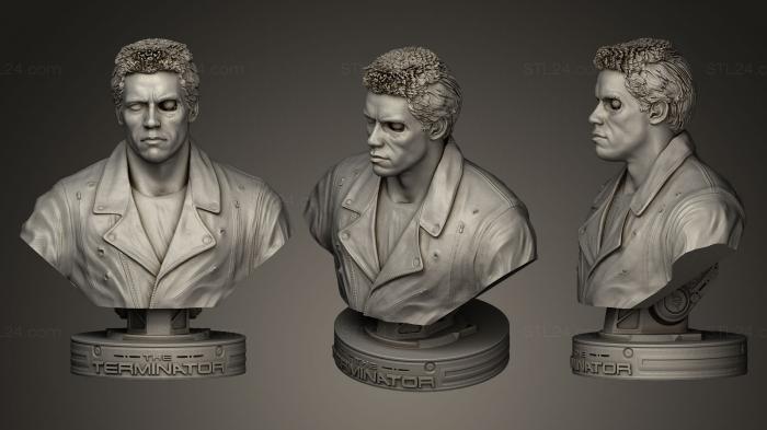 Busts and bas-reliefs of famous people (Terminator Arnold Schwarzenegger T 800, BUSTC_0599) 3D models for cnc