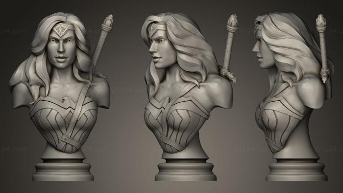 Бюсты и барельефы известных личностей (Чудо-женщина с мечом, BUSTC_0658) 3D модель для ЧПУ станка
