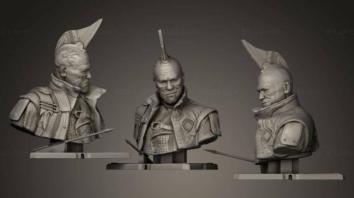 Busts and bas-reliefs of famous people (Yondu Udonta with long style hair, BUSTC_0663) 3D models for cnc