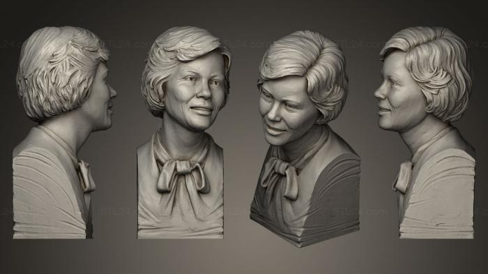 Бюсты и барельефы известных личностей (Бронзовая скульптура Розалинн Картер, BUSTC_0677) 3D модель для ЧПУ станка