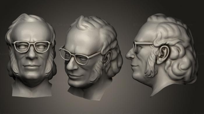 Бюсты и барельефы известных личностей (Бюст Айзека Азимова, BUSTC_0681) 3D модель для ЧПУ станка