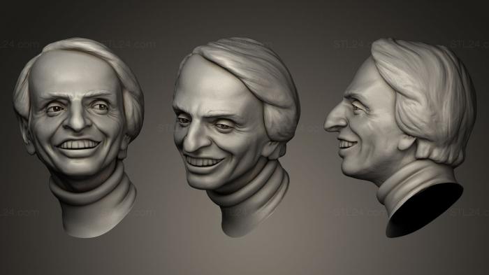 Бюсты и барельефы известных личностей (Карикатурная скульптура Карла Сагана, BUSTC_0686) 3D модель для ЧПУ станка