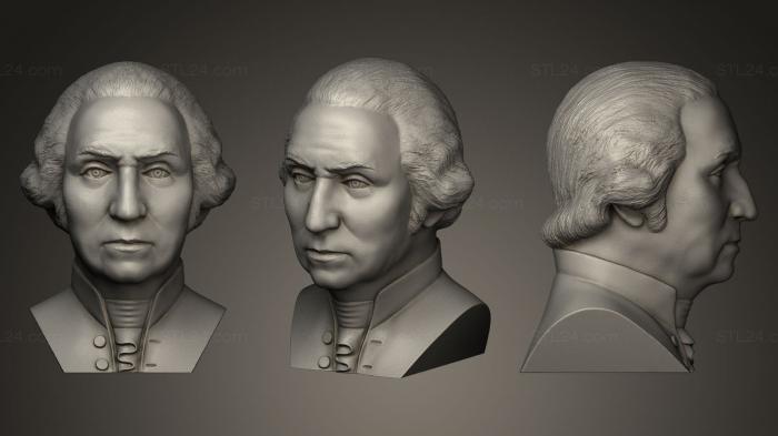 Бюсты и барельефы известных личностей (Бюст Джорджа Вашингтона для 3D, BUSTC_0696) 3D модель для ЧПУ станка