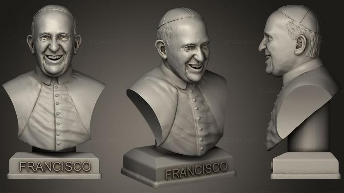 Бюсты и барельефы известных личностей (3D-портрет Папы Франциска, BUSTC_0715) 3D модель для ЧПУ станка