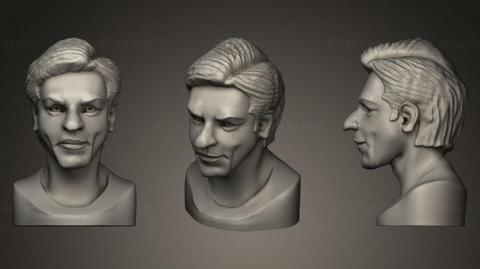 Бюсты и барельефы известных личностей (Бюст Шарух Хана с лицом, BUSTC_0719) 3D модель для ЧПУ станка
