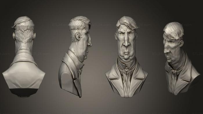 Busts and bas-reliefs of famous people (Dishonored inspired Lord Pendleton, BUSTC_0780) 3D models for cnc