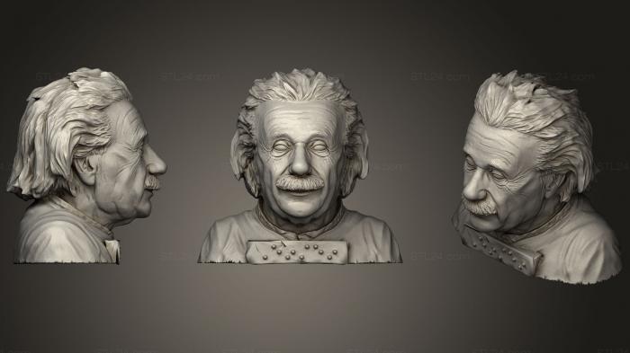 Бюсты и барельефы известных личностей (Эйнштейн с шрифтом Брайля, BUSTC_0789) 3D модель для ЧПУ станка