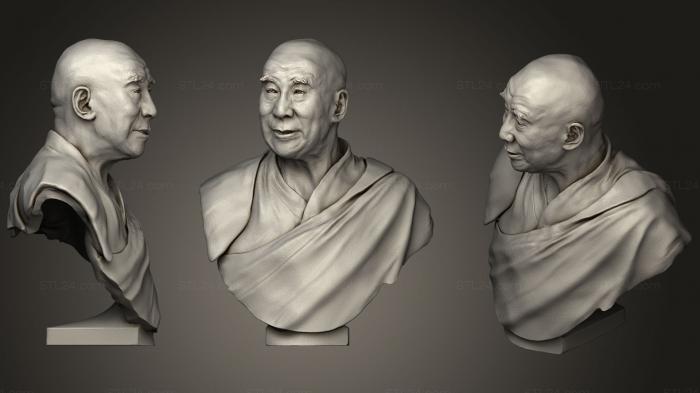Busts and bas-reliefs of famous people (His Holiness the Dalai Lama, BUSTC_0799) 3D models for cnc