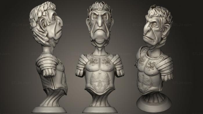Busts and bas-reliefs of famous people (Julius Caesar Bust Chess Piece, BUSTC_0804) 3D models for cnc