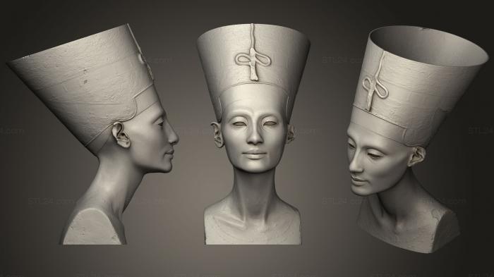 Бюсты и барельефы известных личностей (Бюст Нефертити [Полый, BUSTC_0816) 3D модель для ЧПУ станка