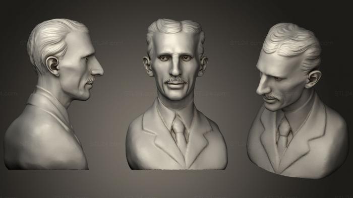 Бюсты и барельефы известных личностей (Никола Тесла Полный Бюст, BUSTC_0817) 3D модель для ЧПУ станка
