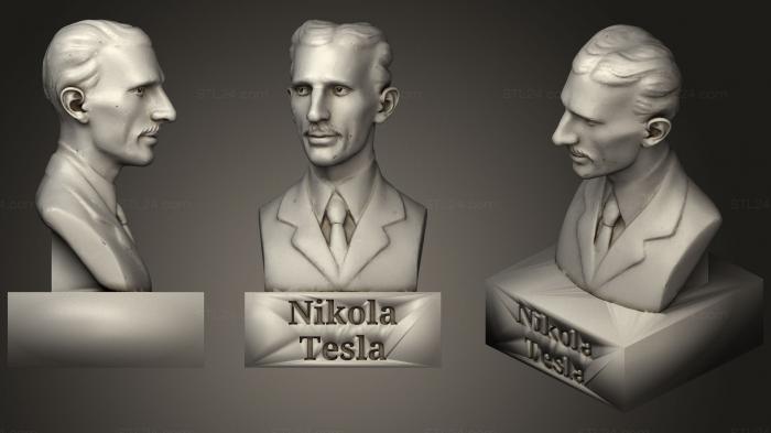 Busts and bas-reliefs of famous people (Tesla Bust With Plinth, BUSTC_0840) 3D models for cnc