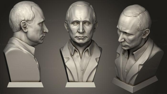 Бюсты и барельефы известных личностей (Бюст Владимира Путина, BUSTC_0847) 3D модель для ЧПУ станка