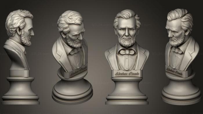 Бюсты и барельефы известных личностей (3D скульптура Авраама Линкольна, BUSTC_0854) 3D модель для ЧПУ станка