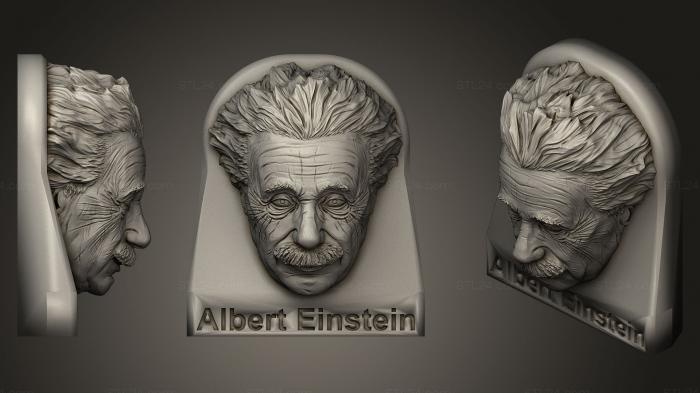 Бюсты и барельефы известных личностей (Бюст Альберта Эйнштейна, BUSTC_0859) 3D модель для ЧПУ станка