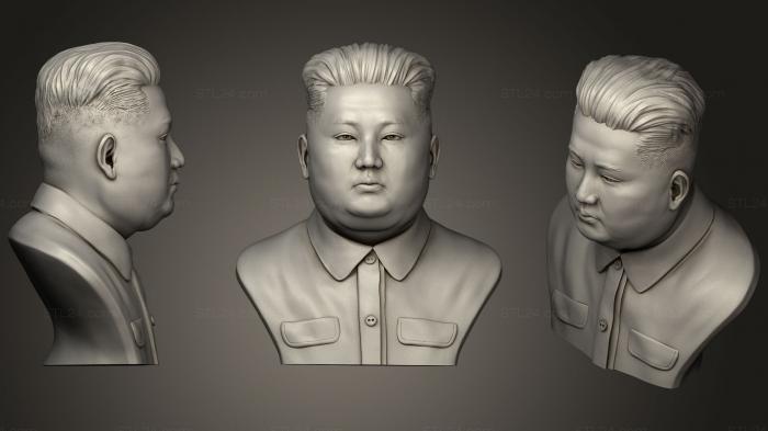 Бюсты и барельефы известных личностей (3D скульптура Ким Чен Ин, BUSTC_0876) 3D модель для ЧПУ станка