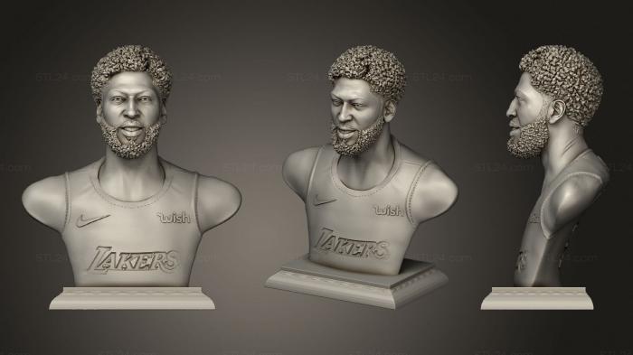 Busts and bas-reliefs of famous people (Anthony Davis Bust, BUSTC_0883) 3D models for cnc