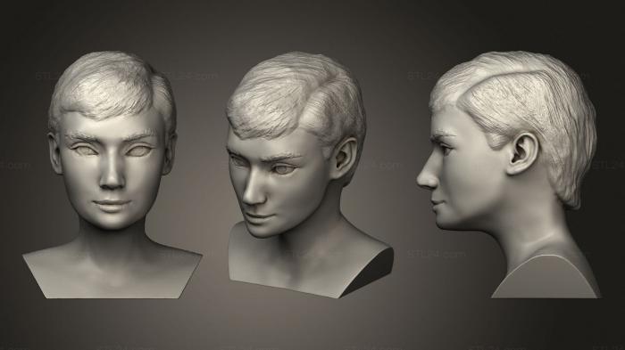 Бюсты и барельефы известных личностей (Бюст Одри Хепберн, BUSTC_0887) 3D модель для ЧПУ станка