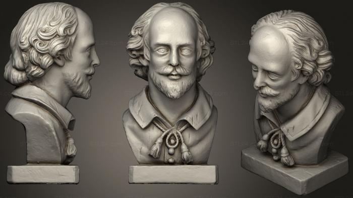 Busts and bas-reliefs of famous people (Bust of William Shakespeare, BUSTC_0901) 3D models for cnc
