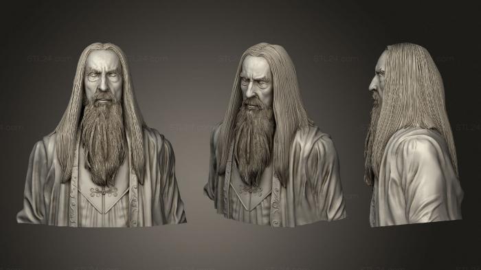 Busts and bas-reliefs of famous people (Christopher Lee Saruman Lord of the R Ings, BUSTC_0919) 3D models for cnc