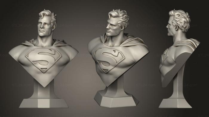 Бюсты и барельефы известных личностей (Классический Бюст Супермена, BUSTC_0923) 3D модель для ЧПУ станка