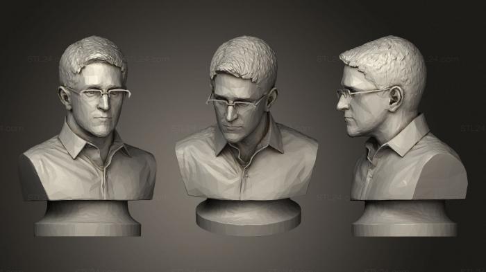 Бюсты и барельефы известных личностей (Скульптура Эдварда Сноудена, BUSTC_0937) 3D модель для ЧПУ станка