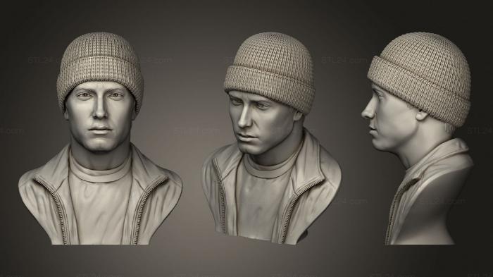 Busts and bas-reliefs of famous people (Eminem bust, BUSTC_0942) 3D models for cnc