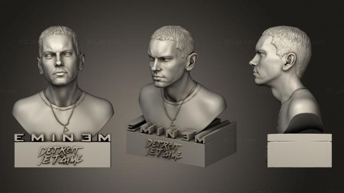 Busts and bas-reliefs of famous people (Eminem Bust, BUSTC_0943) 3D models for cnc