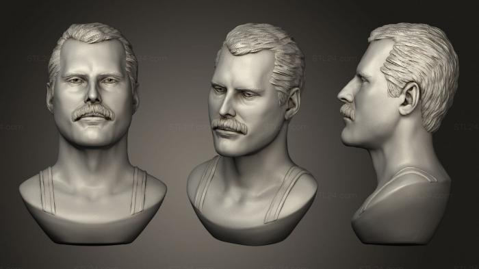 Busts and bas-reliefs of famous people (Freedie Mercury, BUSTC_0951) 3D models for cnc