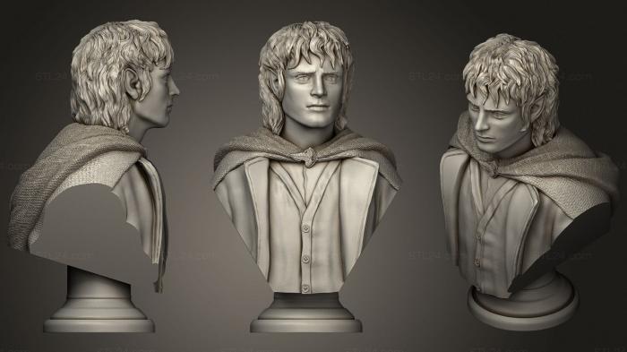 Busts and bas-reliefs of famous people (Frodo Baggins, BUSTC_0953) 3D models for cnc