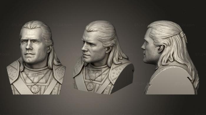 Busts and bas-reliefs of famous people (Geralt Bust, BUSTC_0955) 3D models for cnc