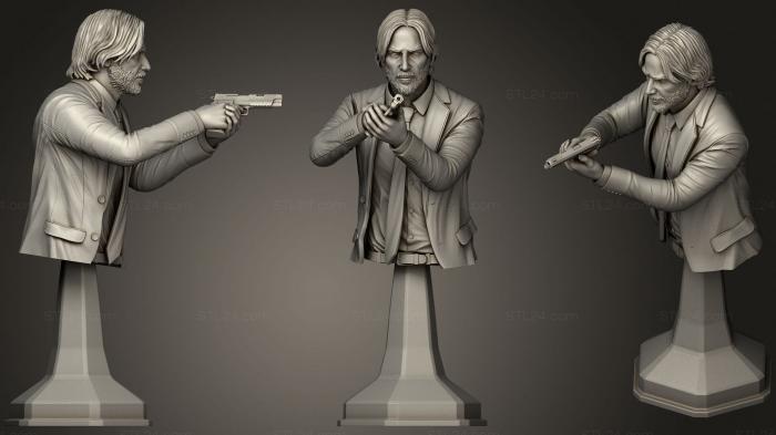 Busts and bas-reliefs of famous people (H3 LL Creator John Wick Bust, BUSTC_0960) 3D models for cnc