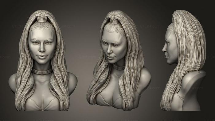Бюсты и барельефы известных личностей (Бюст Ким Кардашьян, BUSTC_0976) 3D модель для ЧПУ станка