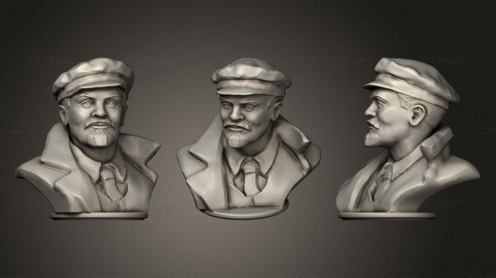 Бюсты и барельефы известных личностей (Бюст Ленина в кепке, BUSTC_0982) 3D модель для ЧПУ станка