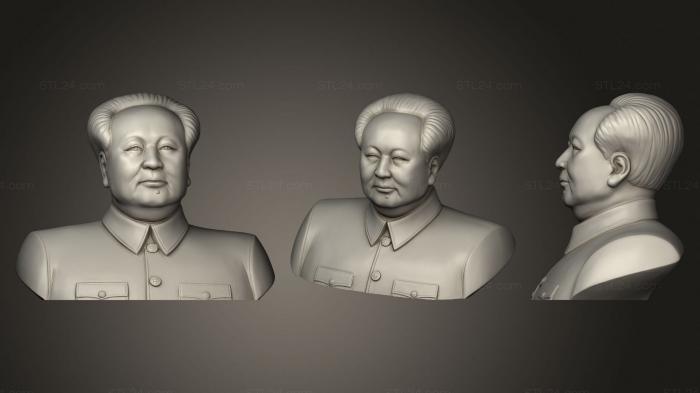 Бюсты и барельефы известных личностей (Бюст мао Цзэдуна, BUSTC_0995) 3D модель для ЧПУ станка