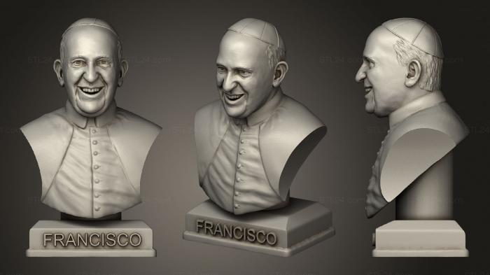 Бюсты и барельефы известных личностей (Бюст папы Франциско, BUSTC_1024) 3D модель для ЧПУ станка