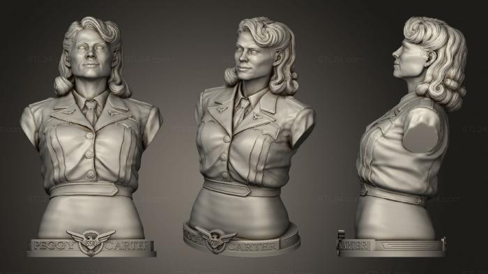 Busts and bas-reliefs of famous people (Peggy Carter Bust Capitan America, BUSTC_1025) 3D models for cnc