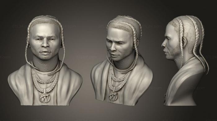 Busts and bas-reliefs of famous people (Pop Smoke Bust, BUSTC_1028) 3D models for cnc