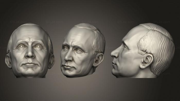 Busts and bas-reliefs of famous people (Putin head bust, BUSTC_1029) 3D models for cnc