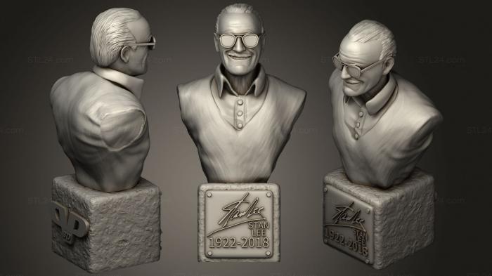 Busts and bas-reliefs of famous people (Stan Lee Bust, BUSTC_1041) 3D models for cnc