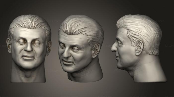 Busts and bas-reliefs of famous people (Sylvester Stallone portrait, BUSTC_1046) 3D models for cnc